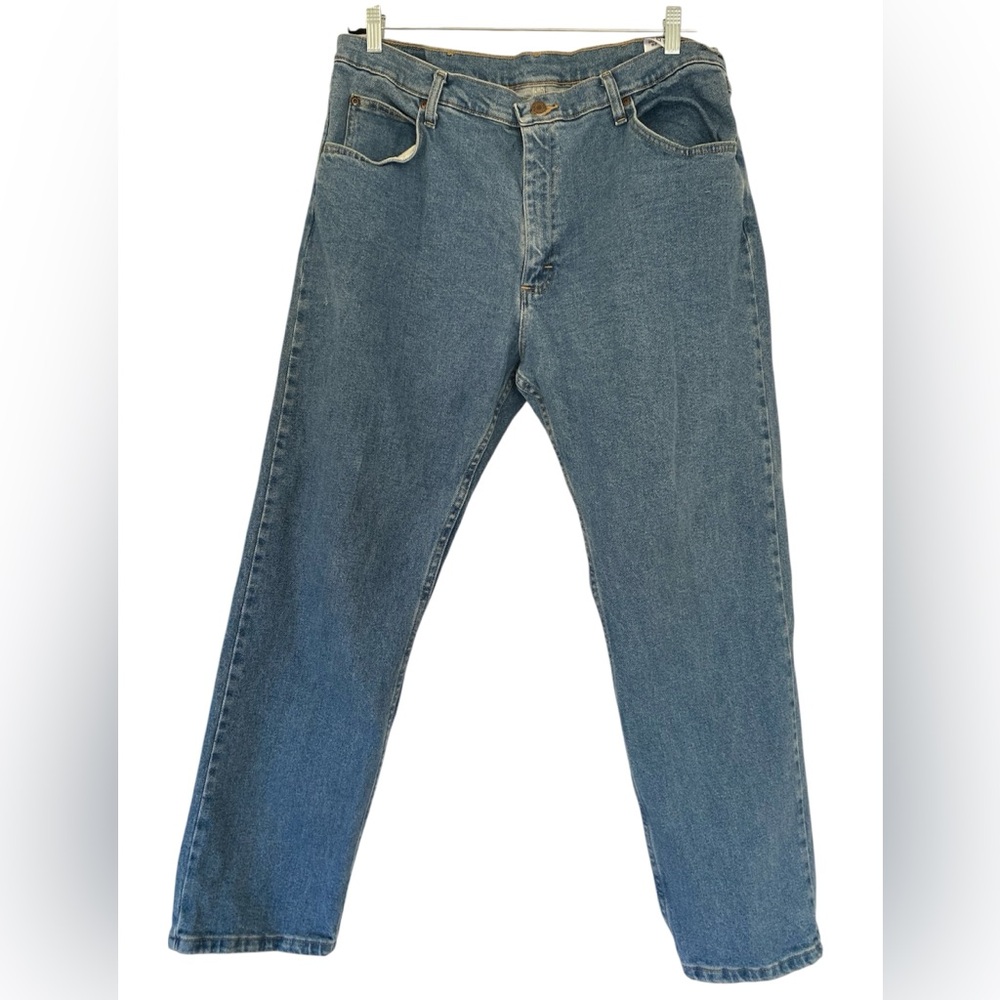 Wrangler 38 x 29 Comfort Stretch Five Star Premium Denim Straight Leg Blue Jeans